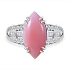 Queen Conch Shell and Natural Zircon Ring in Rhodium Overlay Sterling Silver 12.00 Ct