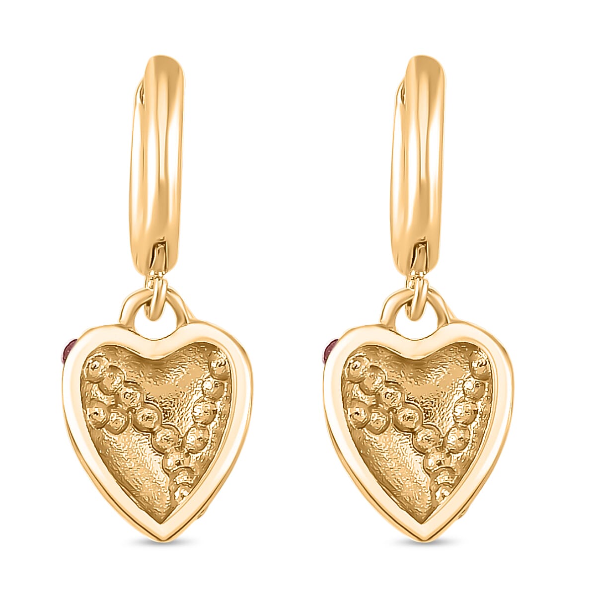 Pink Crystal Heart Earrings in Yellow Gold Tone 7851368 4