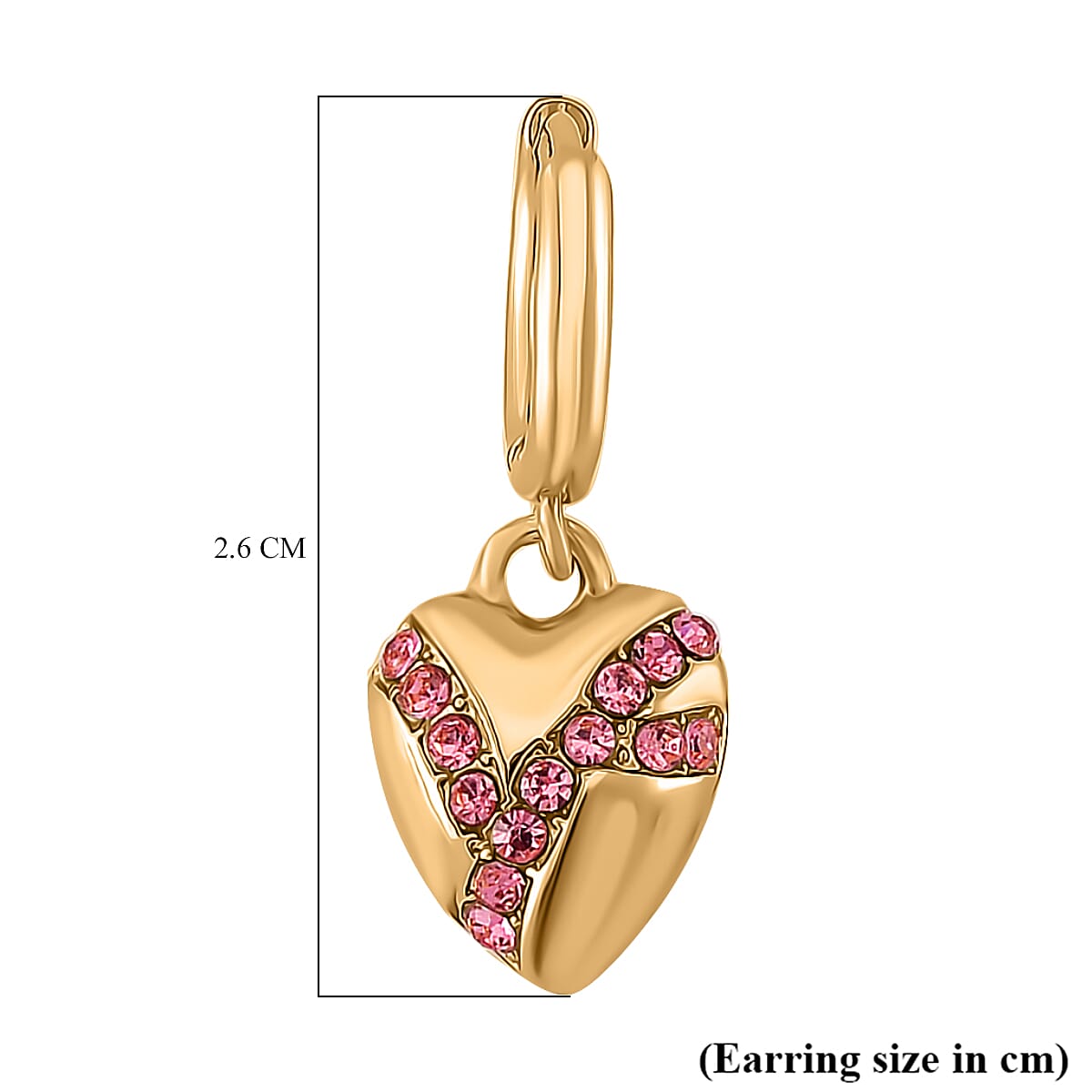 Pink Crystal Heart Earrings in Yellow Gold Tone 7851368 5