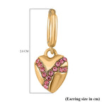 Pink Crystal Earring With Clasp in Yellow Gold Tone