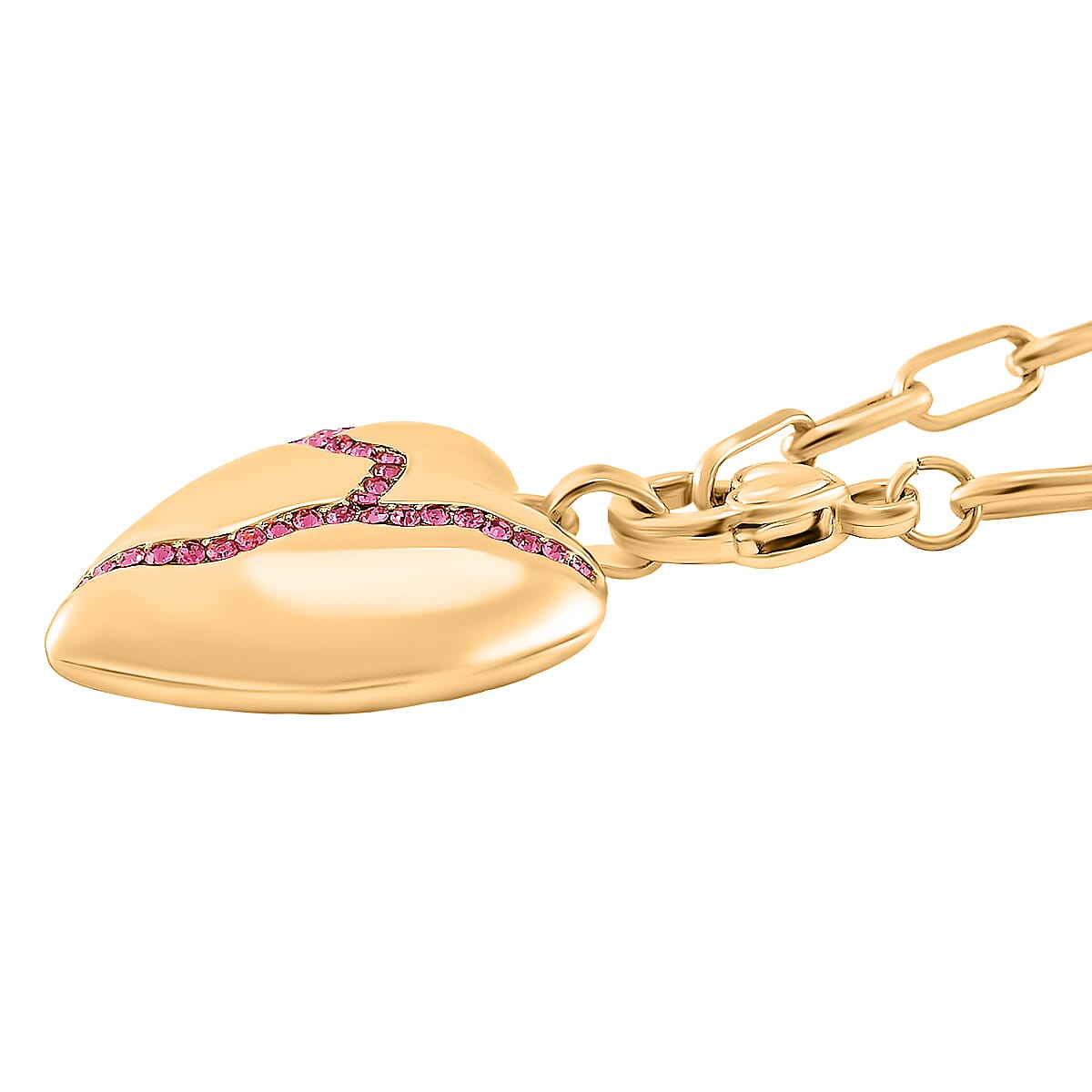 Designer Inspired - Pink Crystal Heart Necklace (Size - 24) 7851357 3