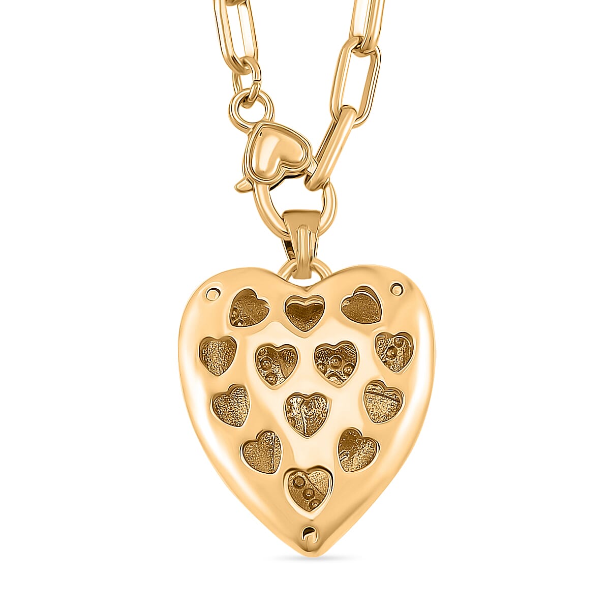 Designer Inspired - Pink Crystal Heart Necklace (Size - 24) 7851357 4