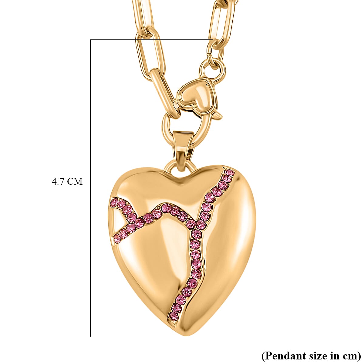 Designer Inspired - Pink Crystal Heart Necklace (Size - 24) 7851357 6