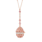 Pink & White Austrian Crystal Necklace (Size - 24) in Rose Gold Tone