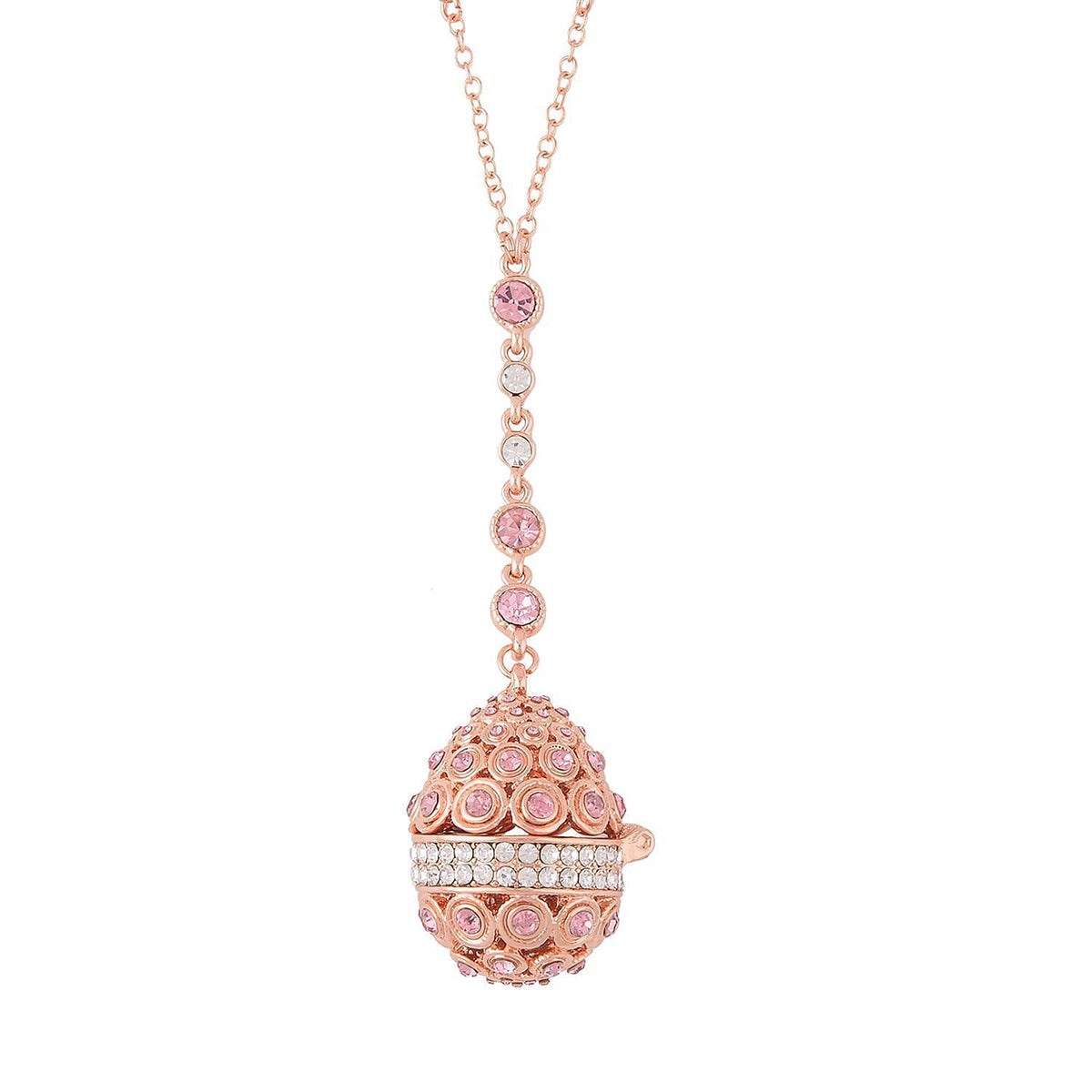 Pink &amp; White Austrian Crystal Necklace (Size - 24) in Rose Gold Tone 7682137 0