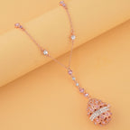Pink & White Austrian Crystal Necklace (Size - 24) in Rose Gold Tone