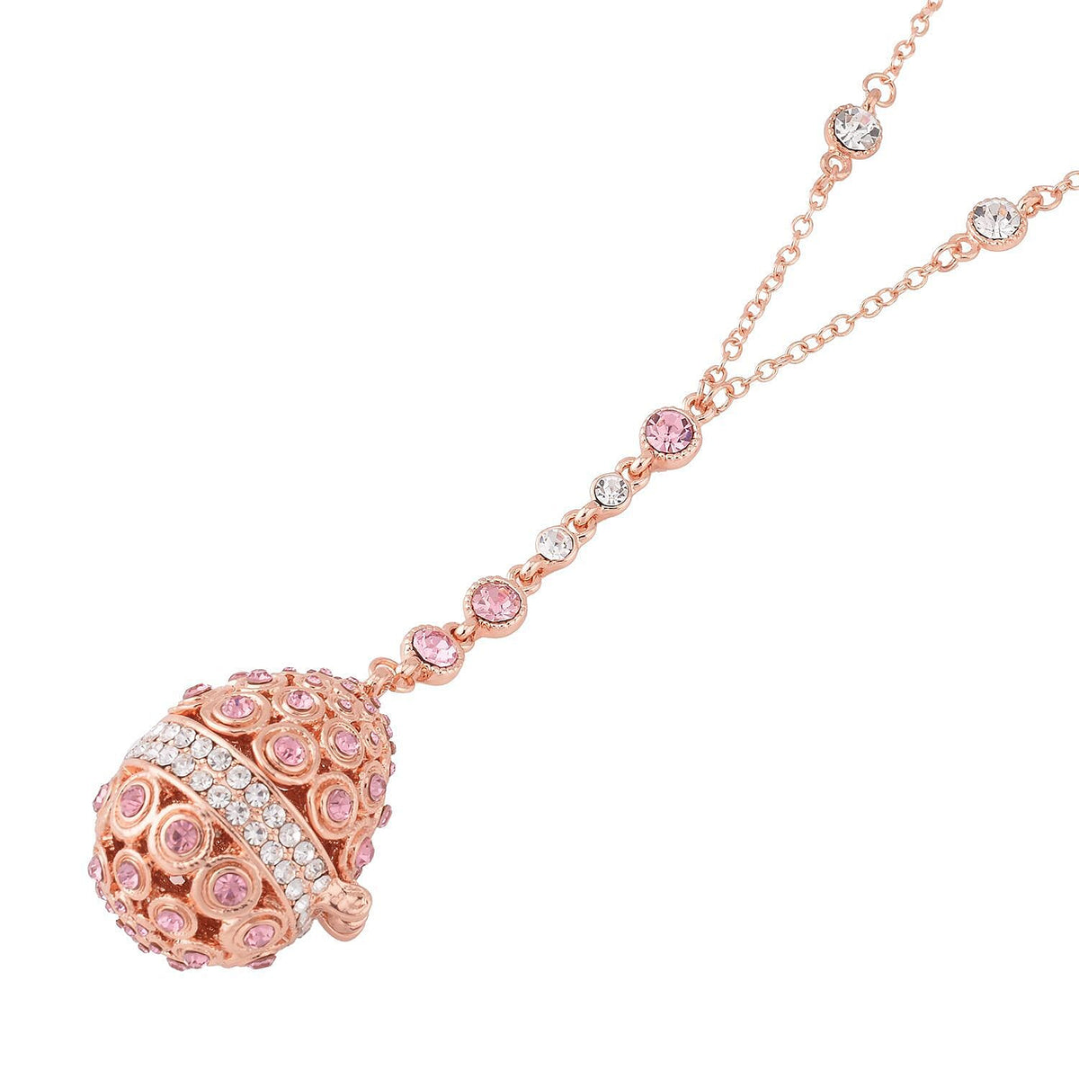 Pink &amp; White Austrian Crystal Necklace (Size - 24) in Rose Gold Tone 7682137 3