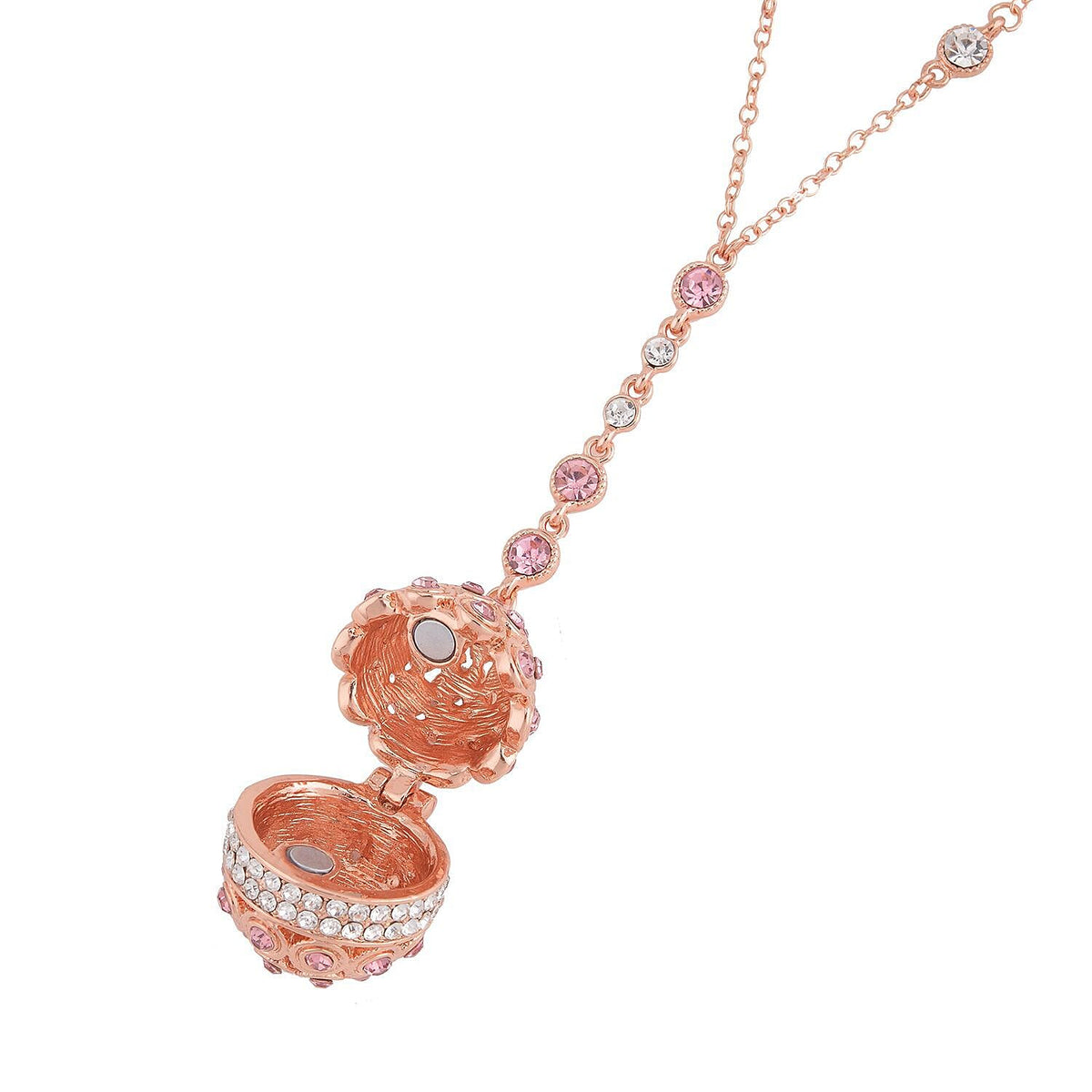Pink &amp; White Austrian Crystal Necklace (Size - 24) in Rose Gold Tone 7682137 4