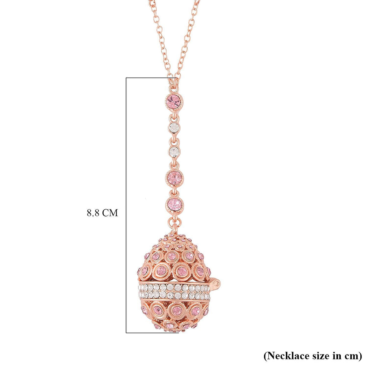 Pink &amp; White Austrian Crystal Necklace (Size - 24) in Rose Gold Tone 7682137 5