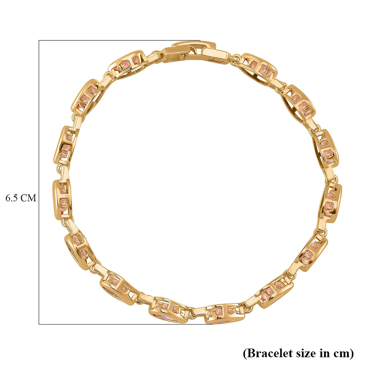 Pink Cubic Zirconia Bracelet (Size - 7.25) Yellow Gold Tone 7863453 3