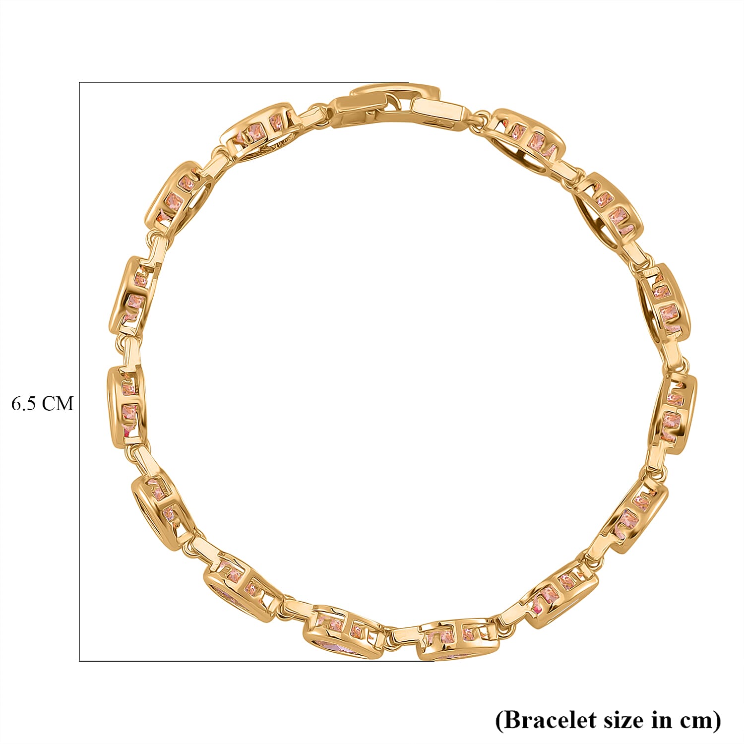 Pink Cubic Zirconia Bracelet (Size - 7.25) Yellow Gold Tone 7863453 3