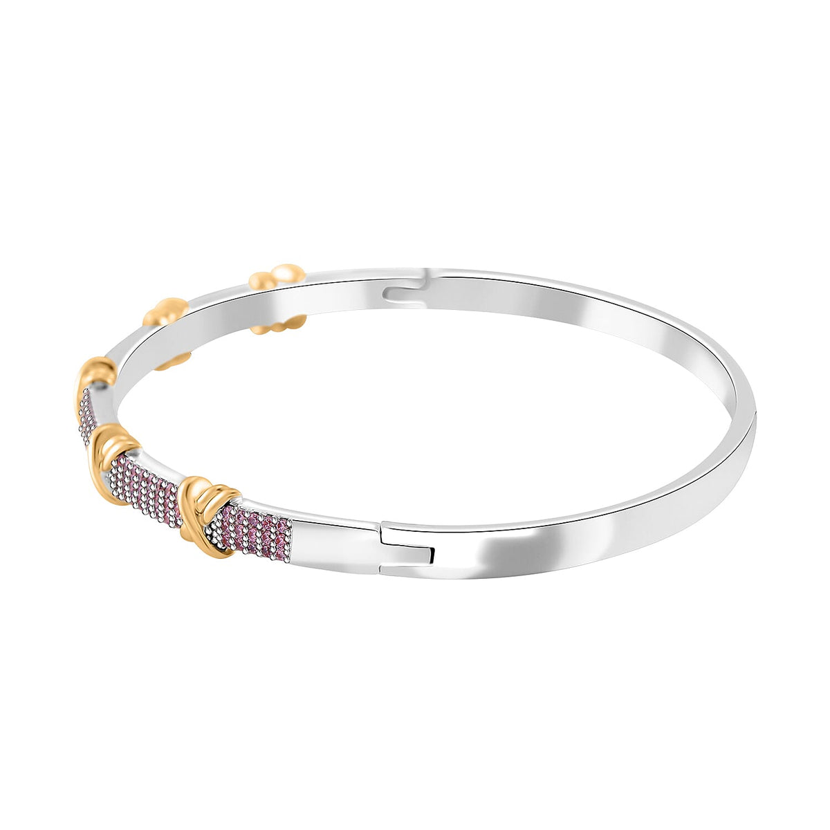 Pink Cubic Zirconia Criss Cross Bangle (Size - 7.5) 10.00 Ct. V32515957 4