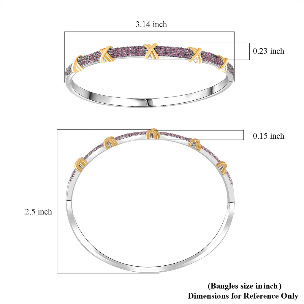 Pink Cubic Zirconia Criss Cross Bangle (Size - 7.5) 10.00 Ct.