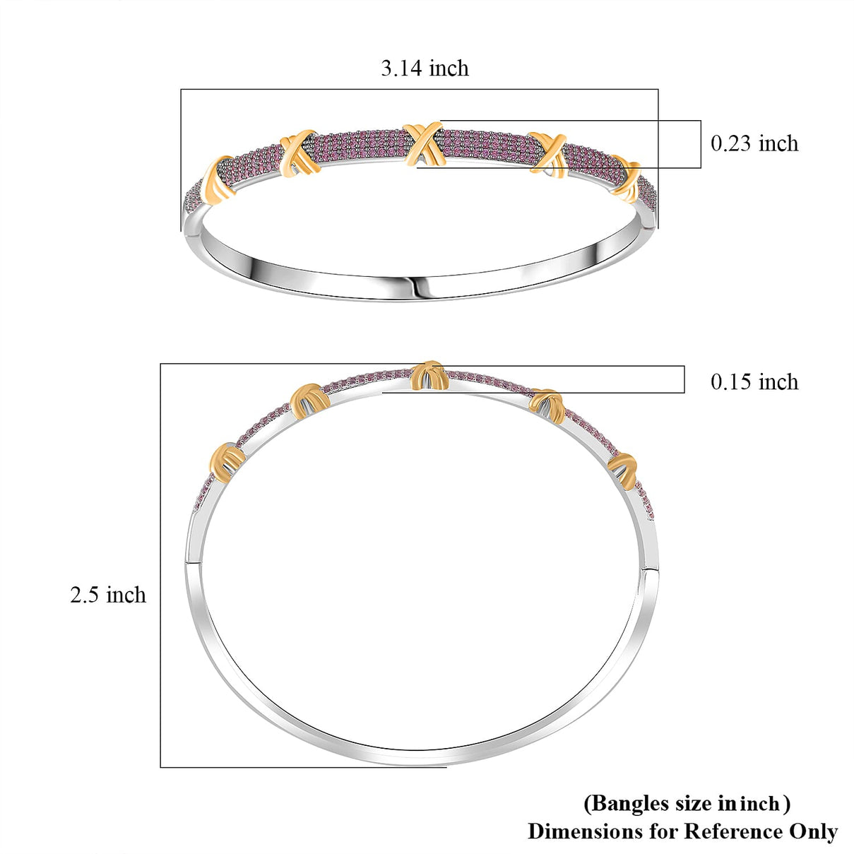 Pink Cubic Zirconia Criss Cross Bangle (Size - 7.5) 10.00 Ct. V32515957 7