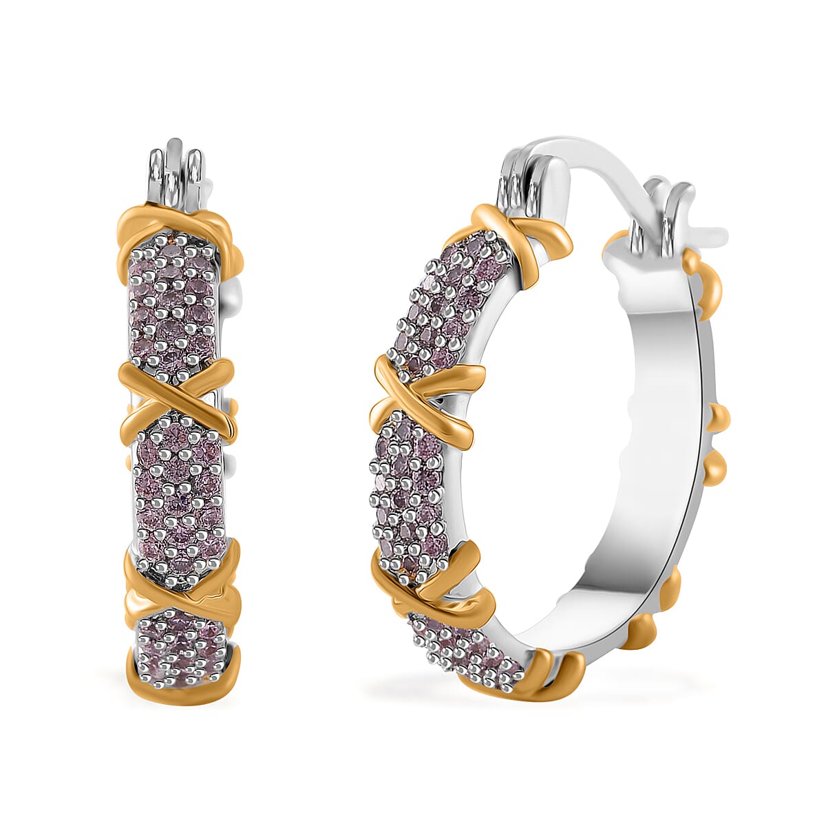 Pink Cubic Zirconia Criss Cross Earring with Clasp V32533211 0