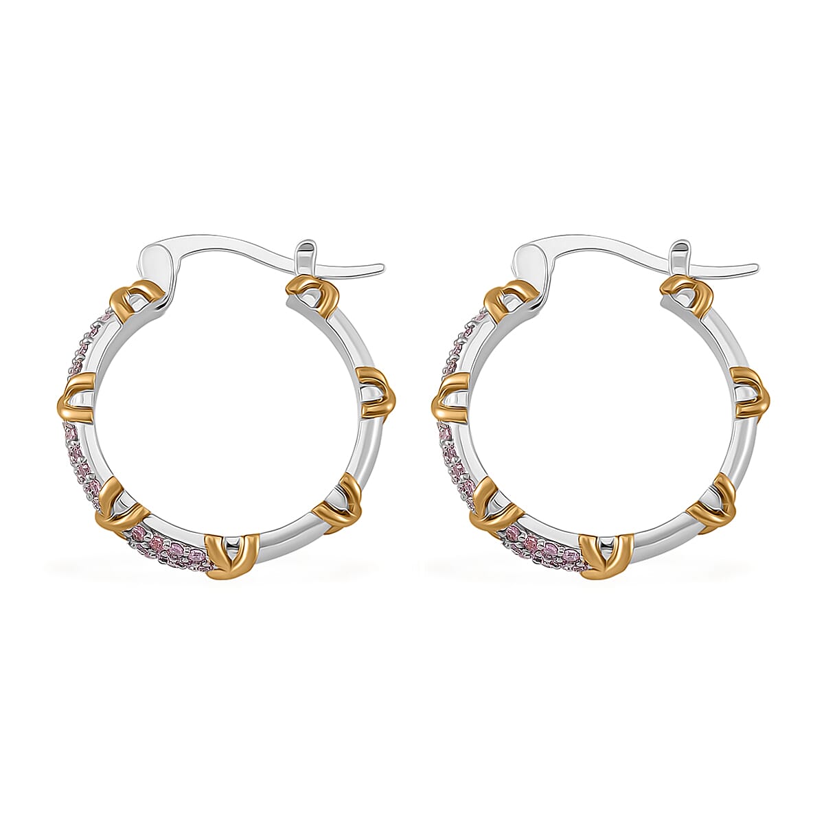 Pink Cubic Zirconia Criss Cross Earring with Clasp V32533211 4