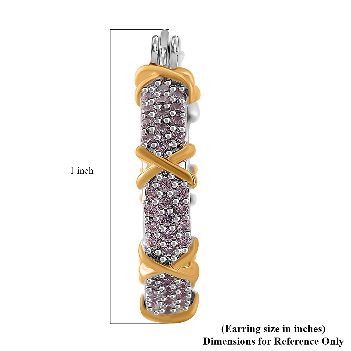 Pink Cubic Zirconia Criss Cross Earring with Clasp V32533211 6