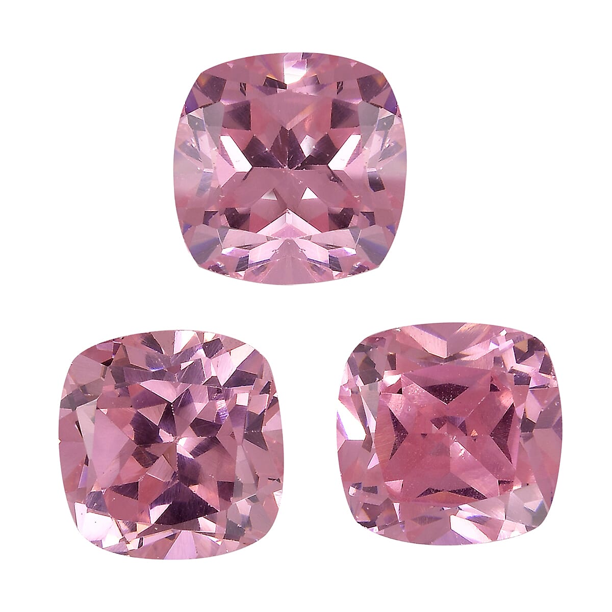 8.86 Ct. Set of 3 Pink Cubic Zirconia Loose Gemstones in Cushion Shape (7x7 mm) 8068480 0