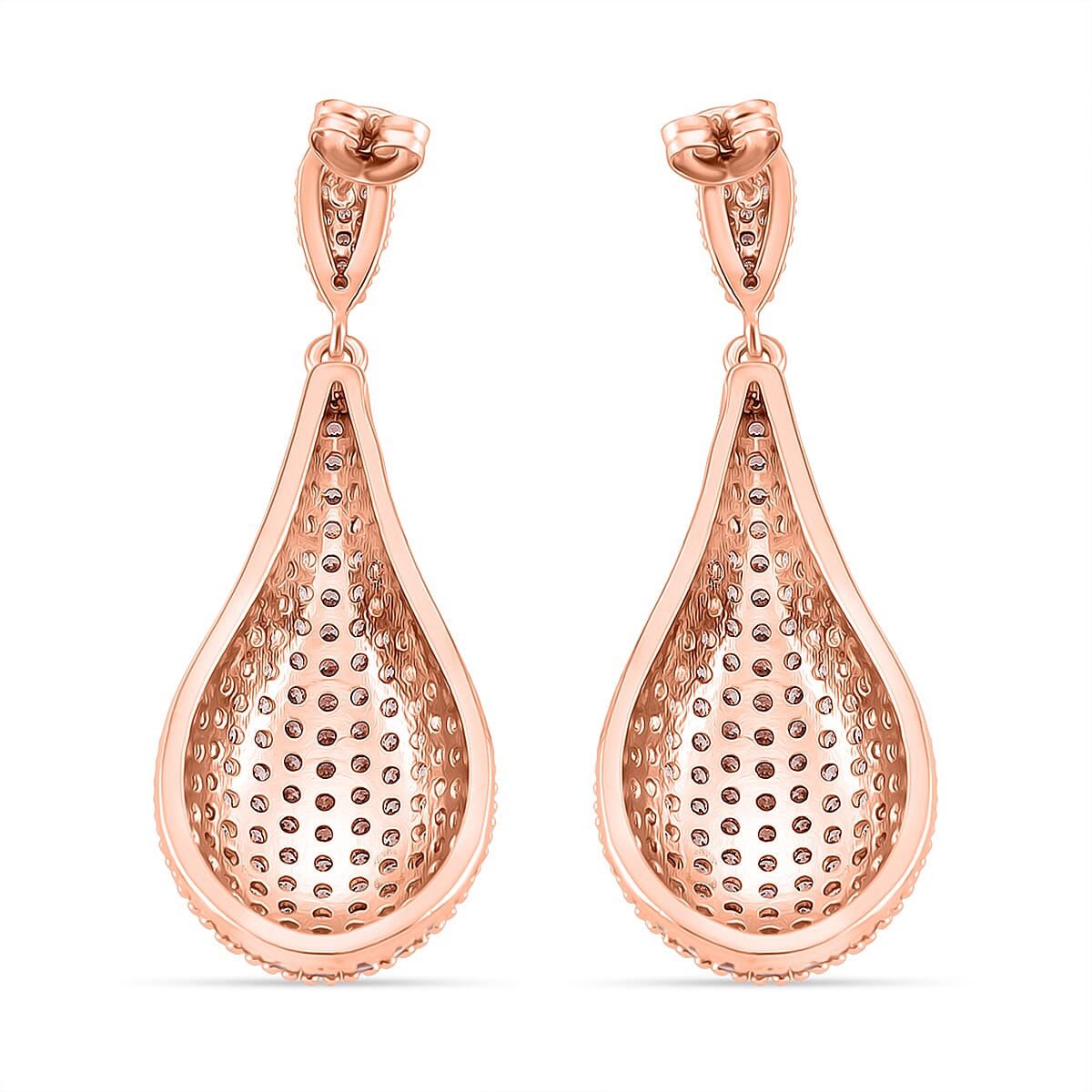 Pink Cubic Zirconia Teardrop Earring with Push Back in Rose Tone V32513898 4