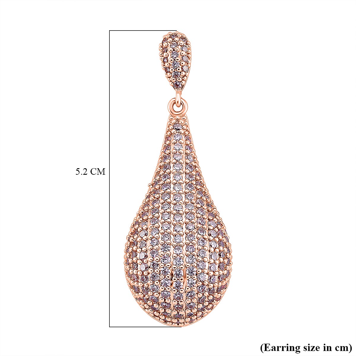 Pink Cubic Zirconia Teardrop Earring with Push Back in Rose Tone V32513898 5