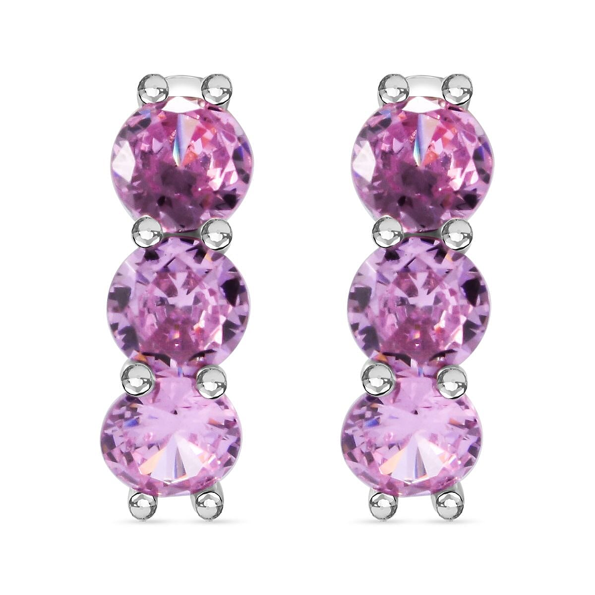 Pink Cubic Zirconia Drop Earrings in Rhodium Overlay Sterling Silver 5.55 ct. 7982055 0