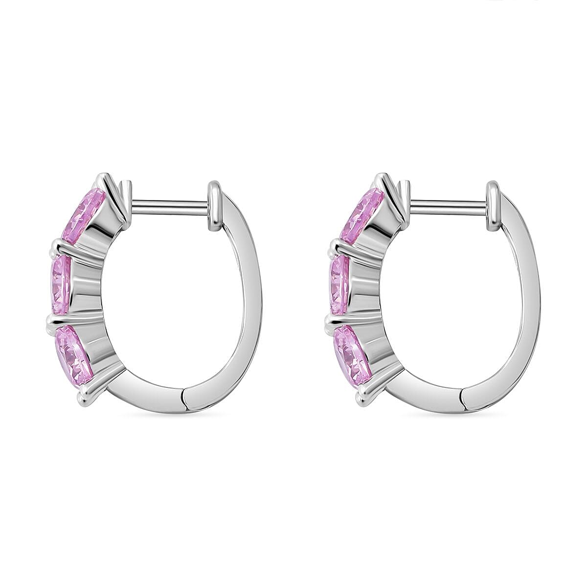 Pink Cubic Zirconia Drop Earrings in Rhodium Overlay Sterling Silver 5.55 ct. 7982055 8