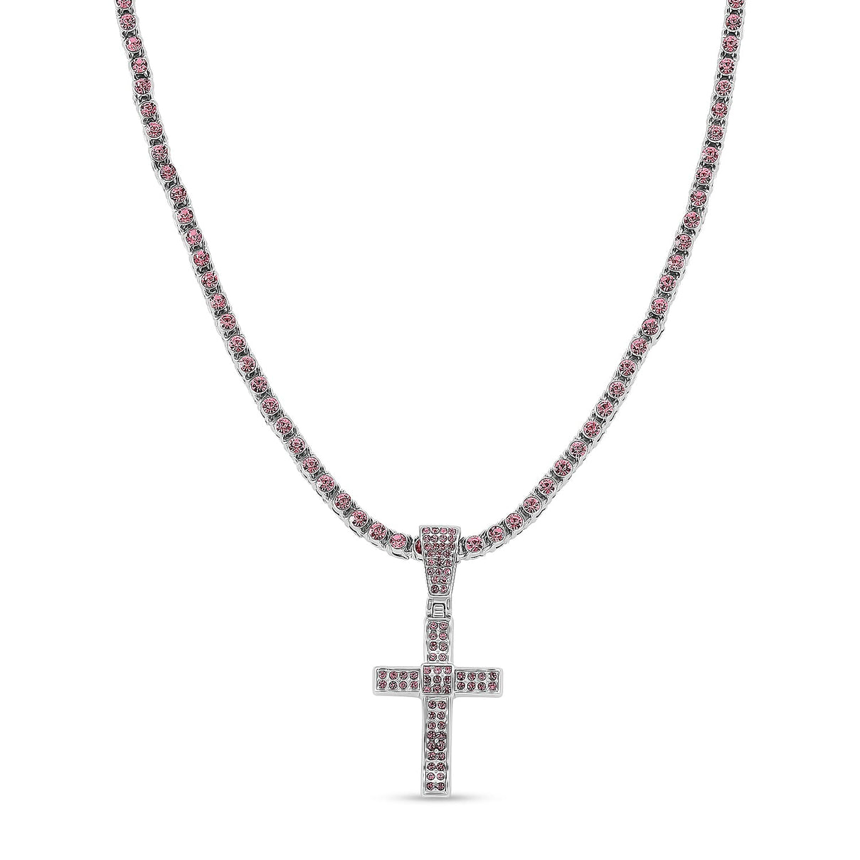 Pink Cubic Zirconia Cross Pendant with Chain (Size - 20) 20.00 Ct. 8264566 0
