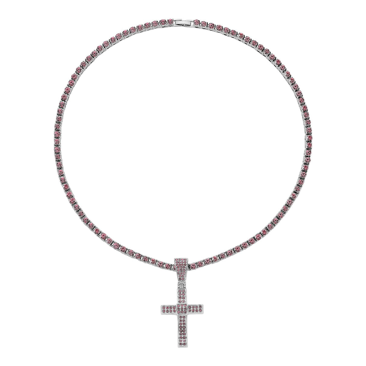 Pink Cubic Zirconia Cross Pendant with Chain (Size - 20) 20.00 Ct. 8264566 4