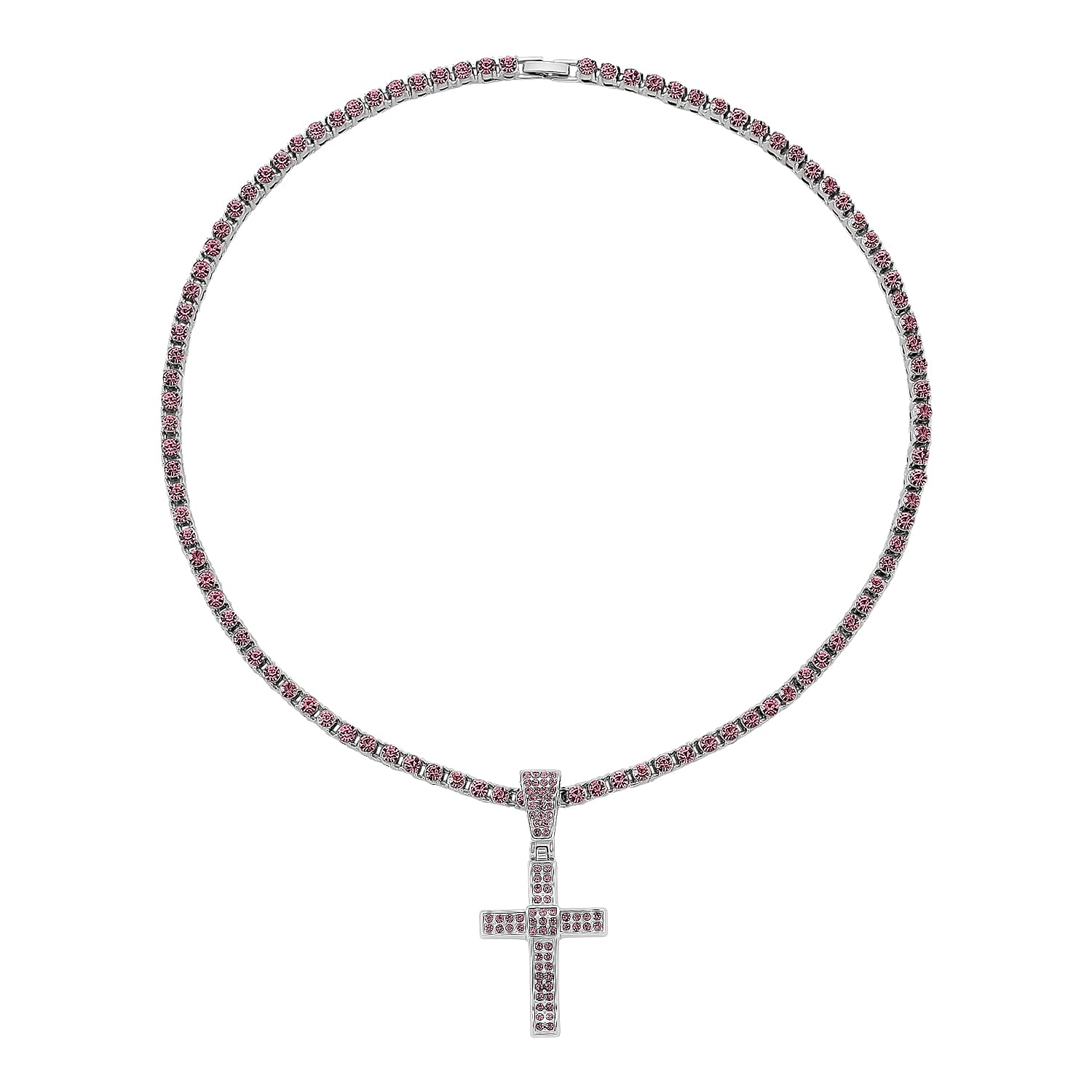 Pink Cubic Zirconia Cross Pendant with Chain (Size - 20) 20.00 Ct. 8264566 4