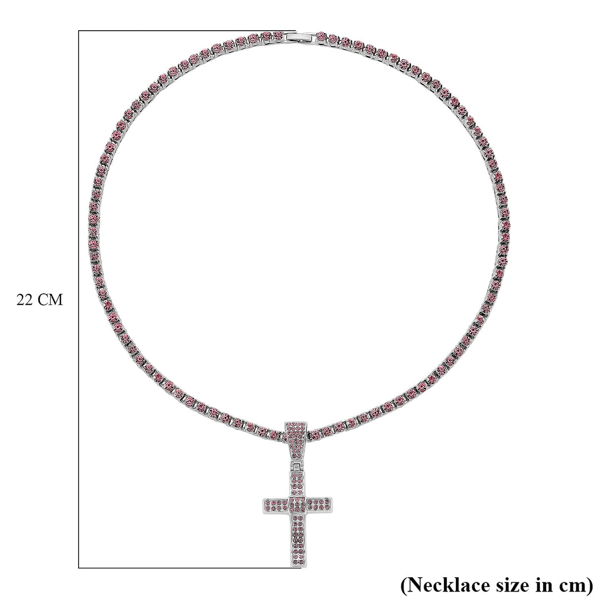 Pink Cubic Zirconia Cross Pendant with Chain (Size - 20) 20.00 Ct. 8264566 6