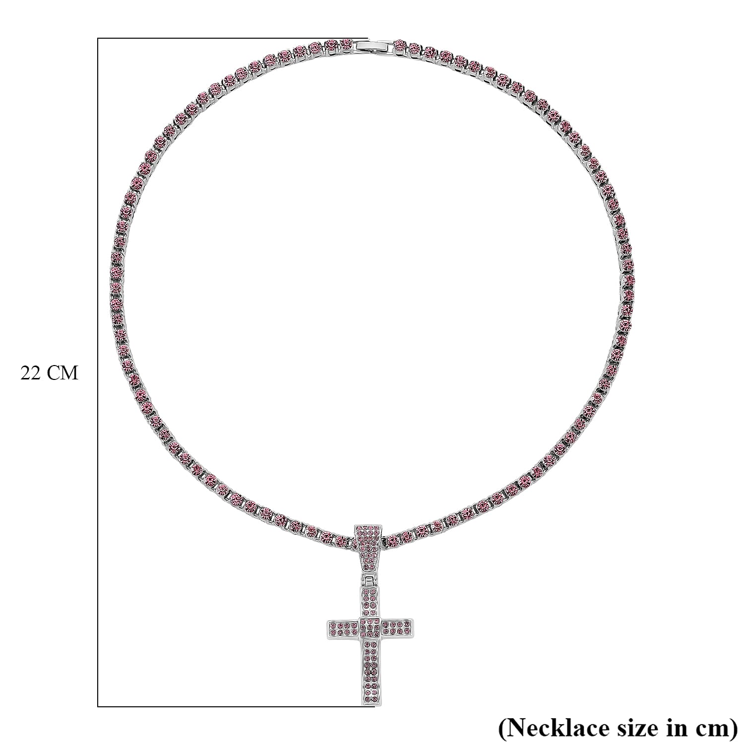 Pink Cubic Zirconia Cross Pendant with Chain (Size - 20) 20.00 Ct. 8264566 6