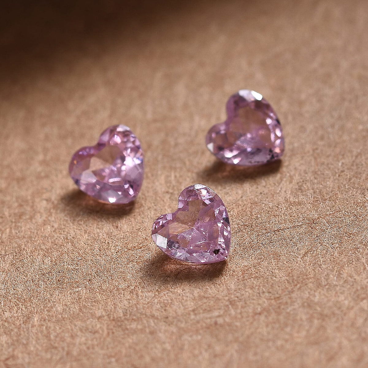 Set of 3 Pink Cubic Zirconia Loose Gemstones in Heart Shape 1 Ct. (4 mm) 8068484 2