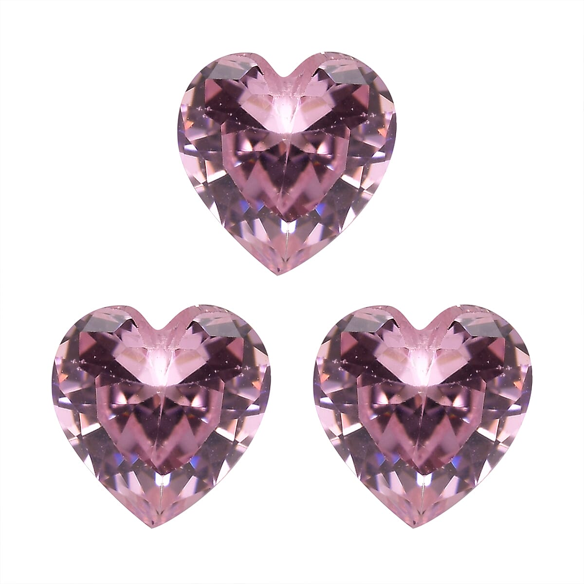 Set of 3 Pink Cubic Zirconia Loose Gemstones in Heart Shape 2.34 Ct. (5 mm) 8068485 0
