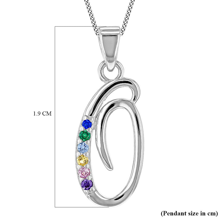 O Initial Silver Pendant with Multi Gemstone 7752147 2