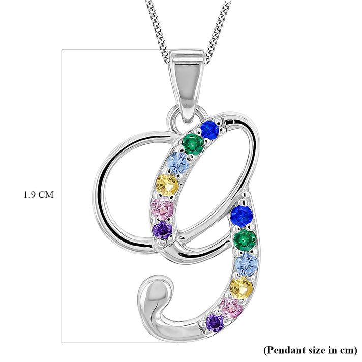 G Initial Silver Pendant with Multi Gemstone 7753649 2