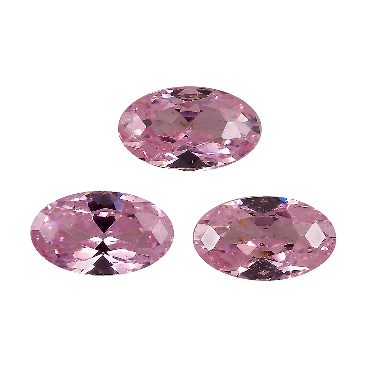 Set of 3 Pink Cubic Zirconia Loose Gemstones in Oval Shape  0.86 Ct. (5x3mm) 8068489 0