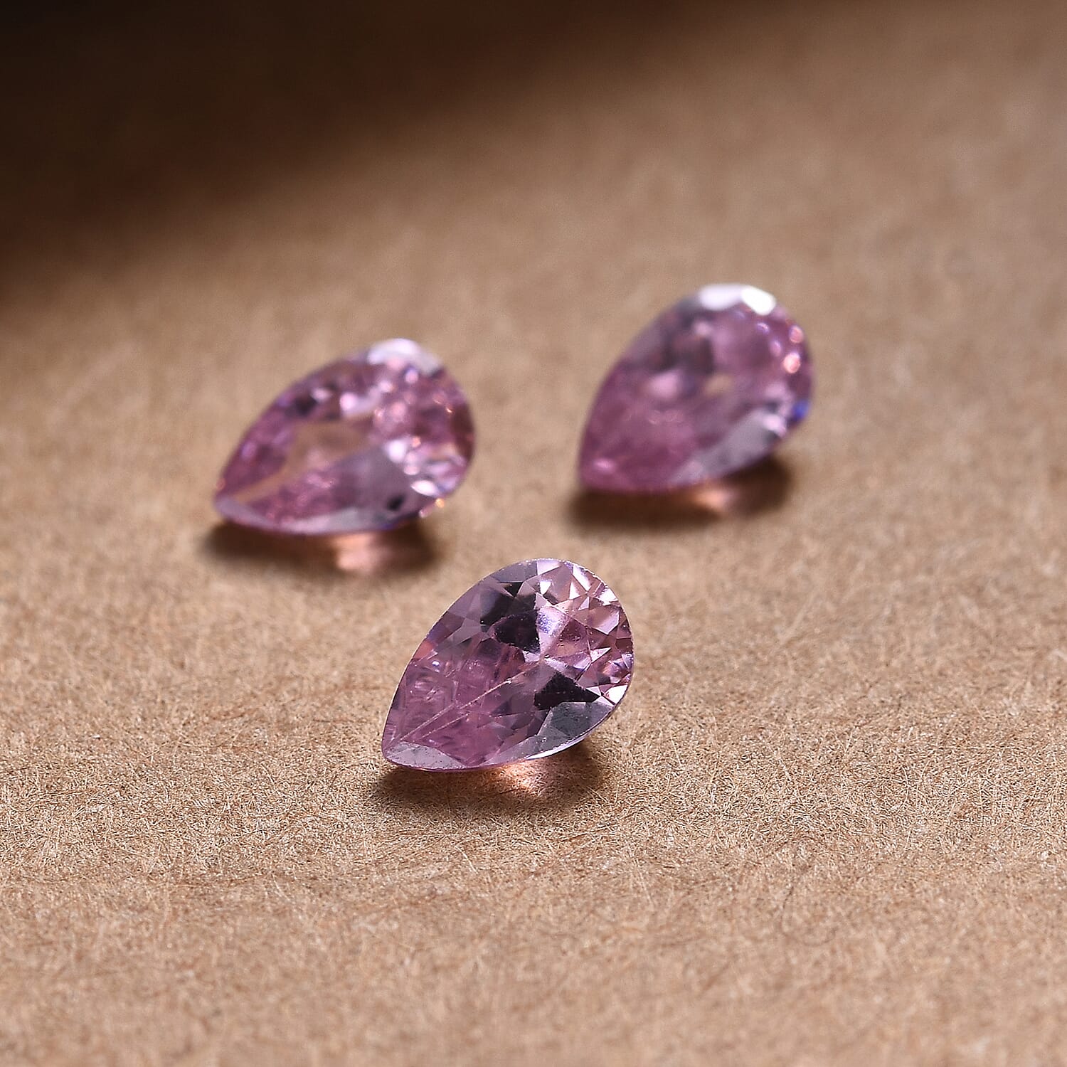 Set of 3 Pink Cubic Zirconia Loose Gemstones in Pear Shape 1.82 Ct. (6x4 mm) 8068493 2