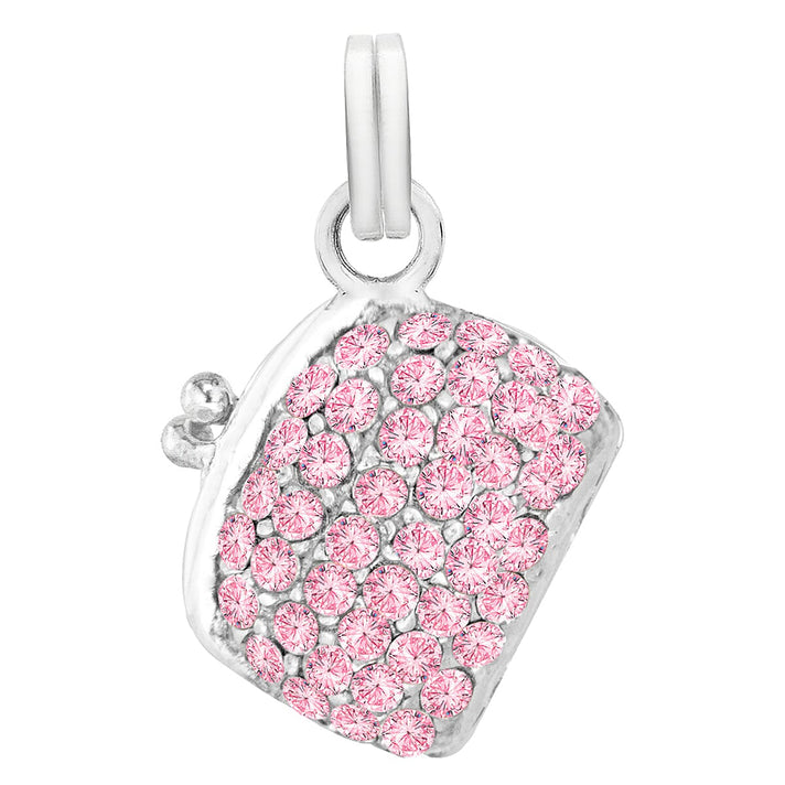 Sterling Silver Hinged Pink Cubic Zirconia Bag Pendant 7754019 1