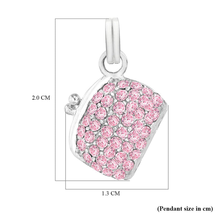 Sterling Silver Hinged Pink Cubic Zirconia Bag Pendant 7754019 2