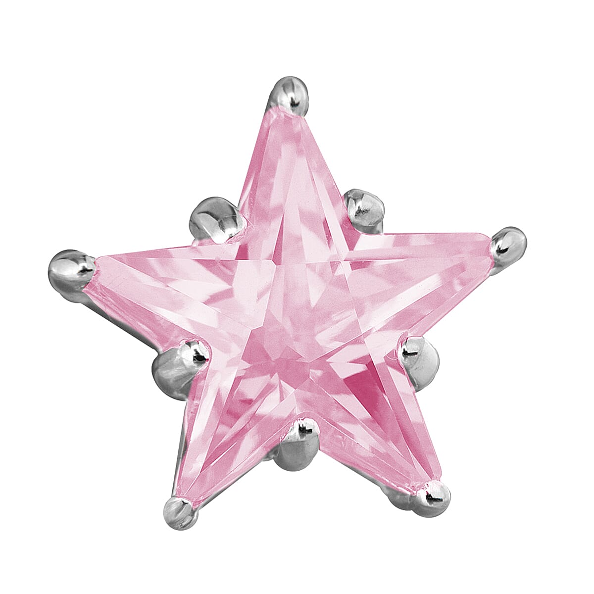 Sterling Silver Pink Cubic Zirconia Star Pendant 7753997 0