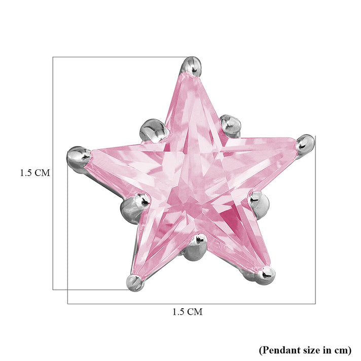 Sterling Silver Pink Cubic Zirconia Star Pendant 7753997 2