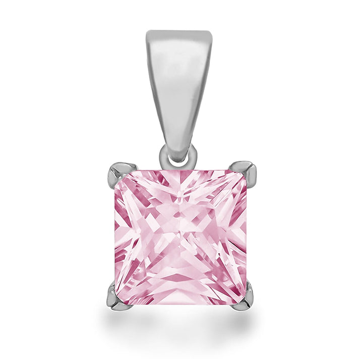 Sterling Silver Solitaire Pendant 7mm Pink Cubic Zirconia 7753962 1