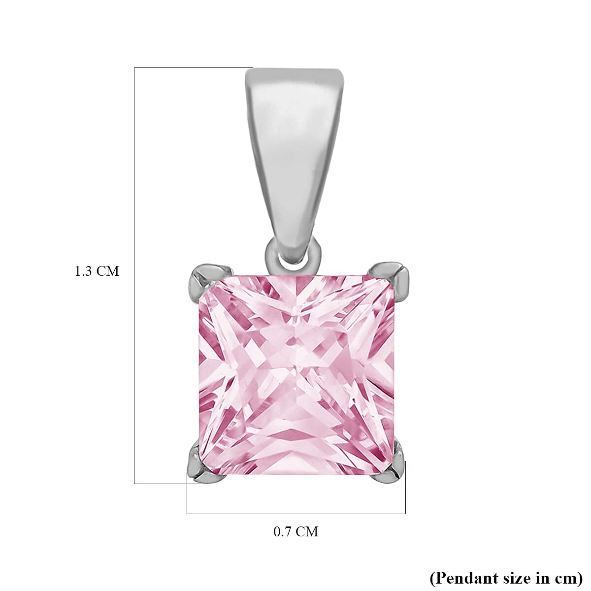 Sterling Silver Solitaire Pendant 7mm Pink Cubic Zirconia 7753962 1