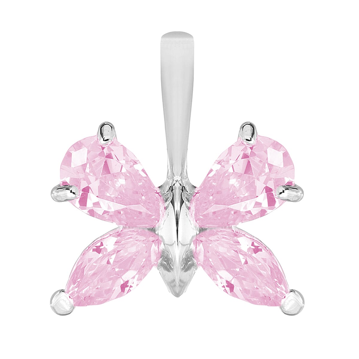 Sterling Silver Pink Cubic Zirconia Butterfly Pendant 7753985 0