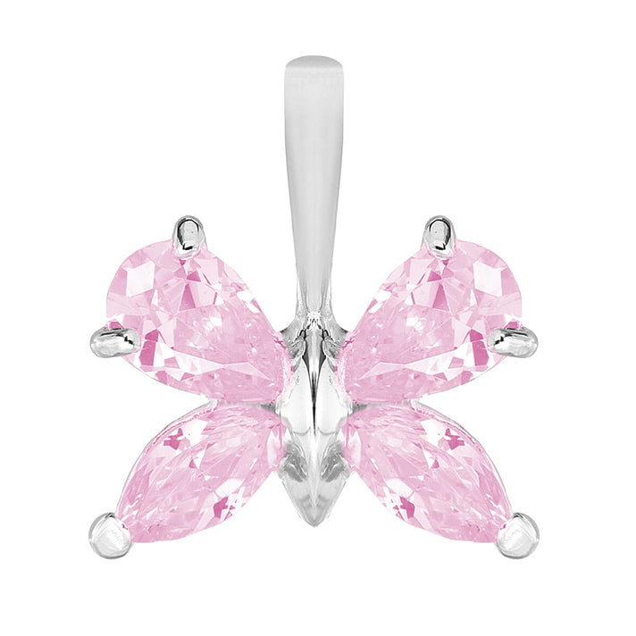 Sterling Silver Pink Cubic Zirconia Butterfly Pendant 7753985 1
