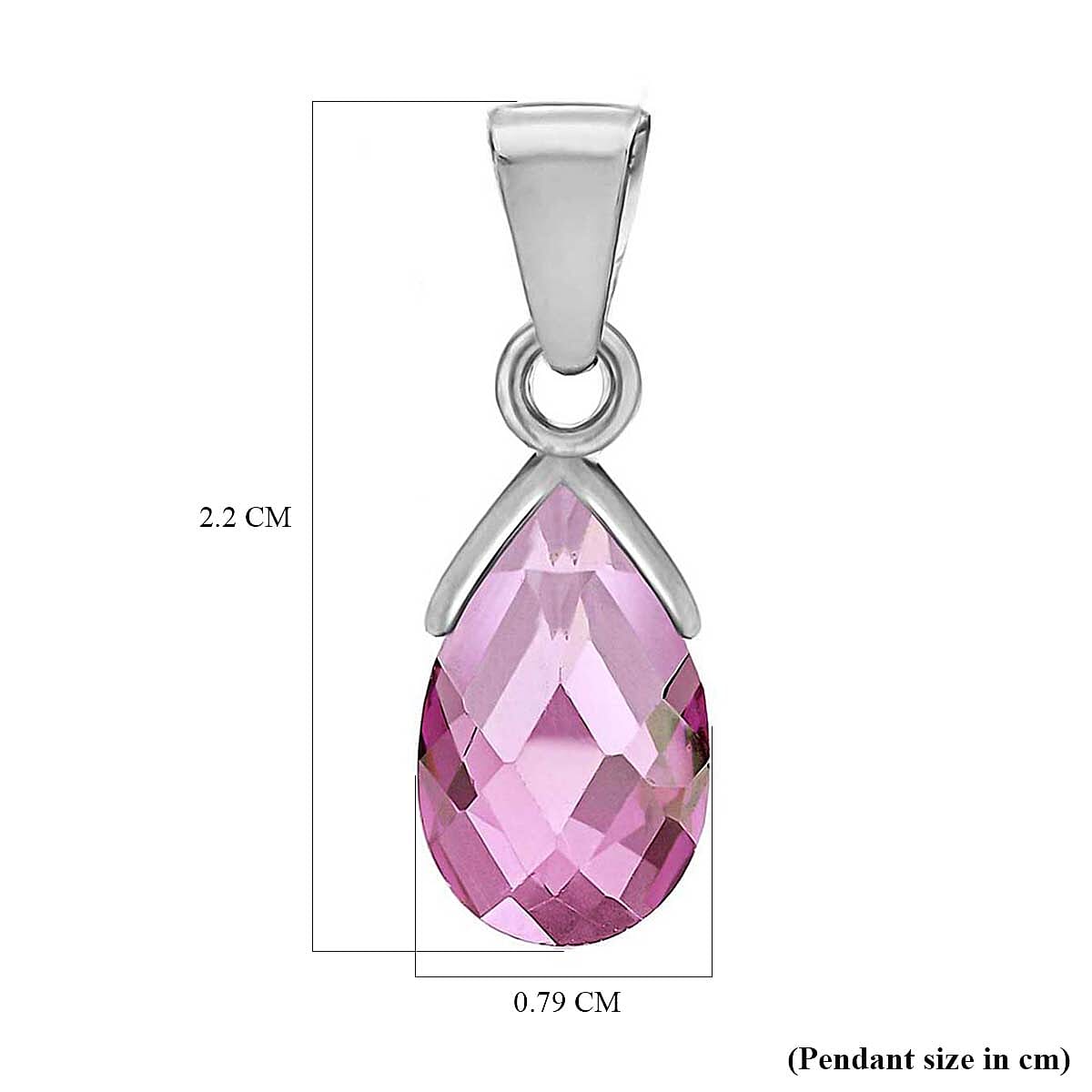 Sterling Silver Solitaire Drop Pendant in Pink Cubic Zirconia 7754024 1