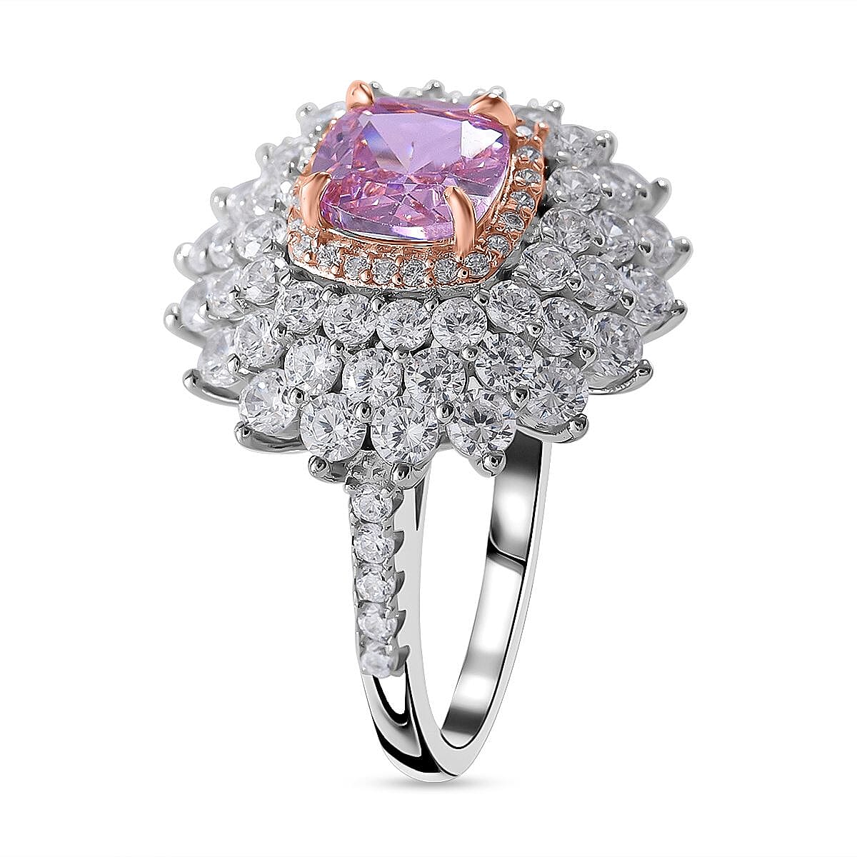 Red Carpet Collection - Pink &amp; White Cubic Zirconia Ring in Rhodium Overlay Sterling Silver 7698191 3