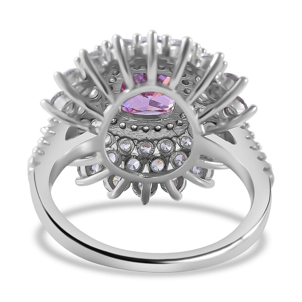 Red Carpet Collection - Pink & White Cubic Zirconia Ring in Rhodium Overlay Sterling Silver
