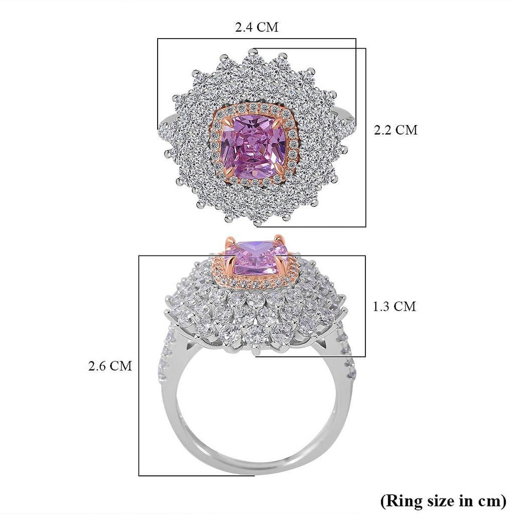 Red Carpet Collection - Pink & White Cubic Zirconia Ring in Rhodium Overlay Sterling Silver