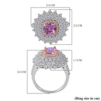 Red Carpet Collection - Pink & White Cubic Zirconia Ring in Rhodium Overlay Sterling Silver
